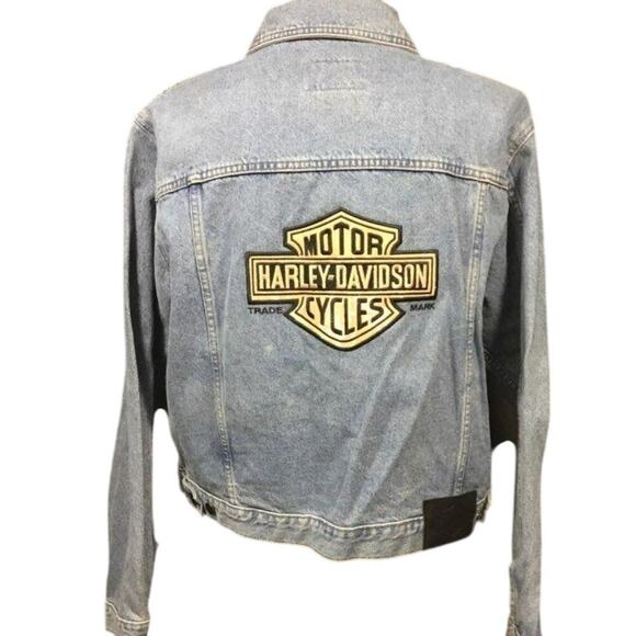 Harley-Davidson Women's Denim Jean Jacket Size 1W - Classic Logo Patch Design - Picture 2 of 3